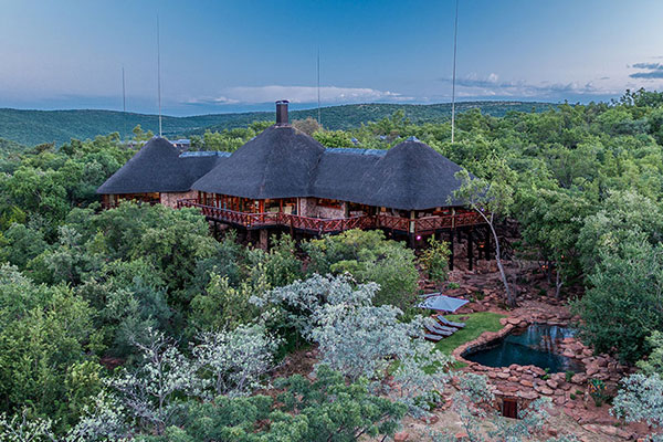 Aerial view of Sekala lodge in Waterberg Mountains