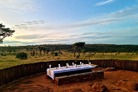 Elegant dinner setting at Sekala safari lodge