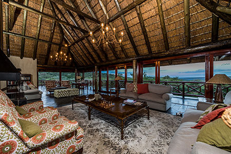 Spacious lounge area with African-inspired décor at Sekala
