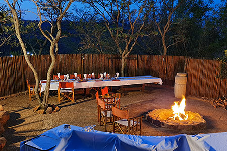 Traditional boma dining area at Sekala lodge